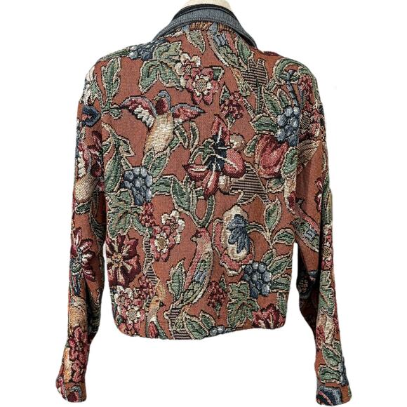 Painted Pony Women's Size M Tapestry Jacket Earthy Vintage Floral Tassel Print - Picture 4 of 11